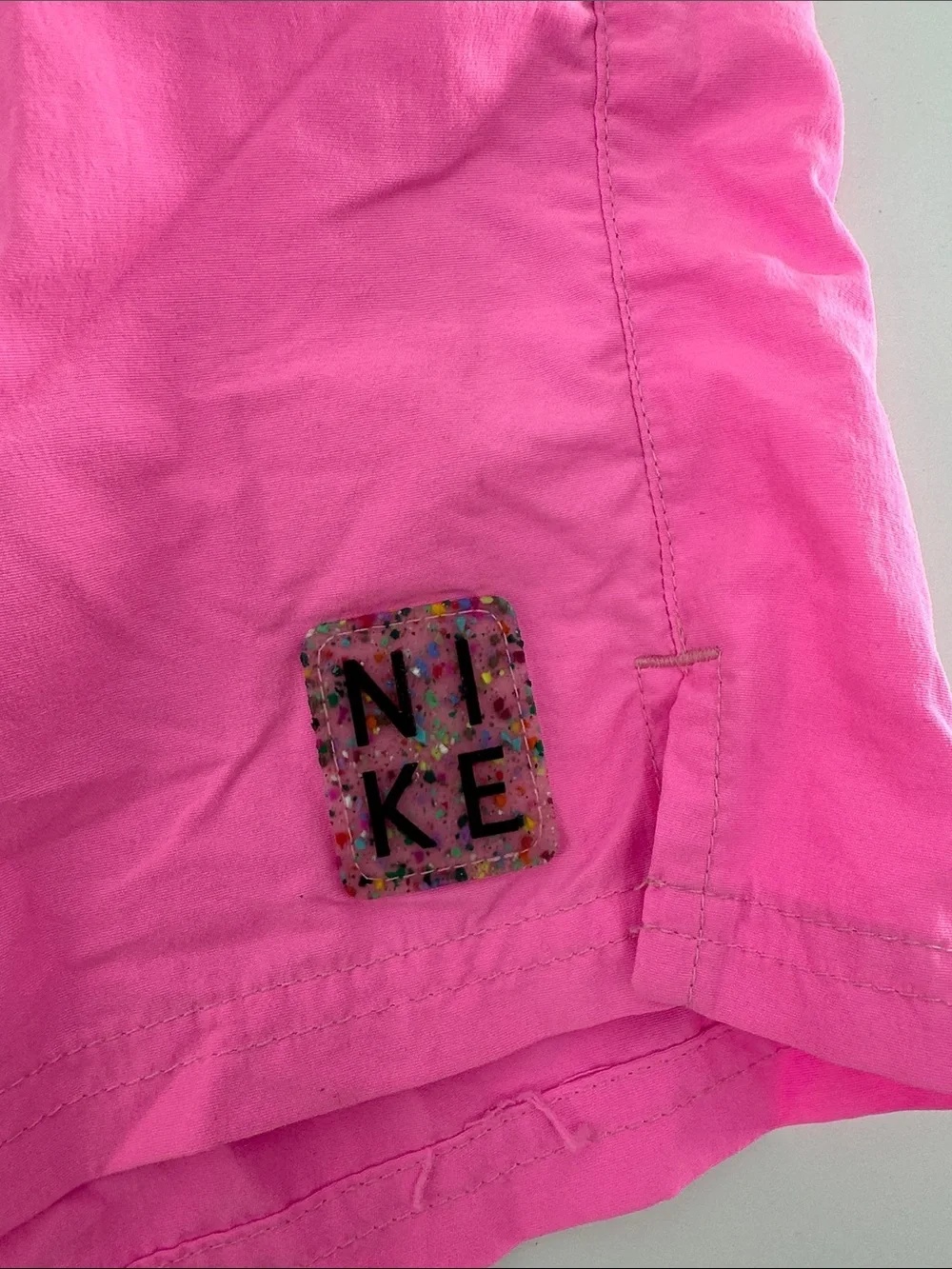 Nike Men's Neon Pink Swim Trunks with Contrast Drawstring
